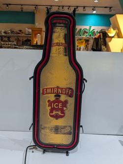 Smirnoff Ice Neon Bottle Sign Bar Light Advertising Display - NON WORKING AS IS