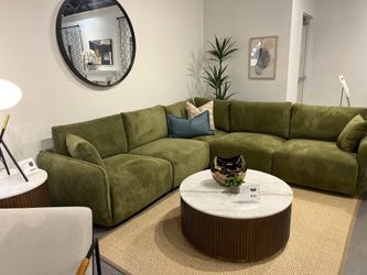 Sleek Modular 5 pc Sectional features Wide track arms & creates flexible lounge seating