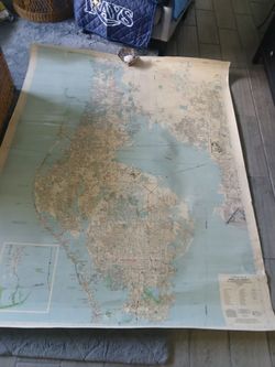 Vintage 1950s 5x6 laminated map of pinellas county