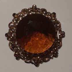 Vintage AUSTRIAN AMBER FAUCETED CRYSTAL BROOCH 
