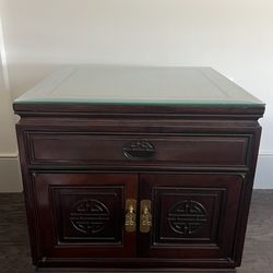 Antique Asian-Inspired Hand-Carved Bedside Tables