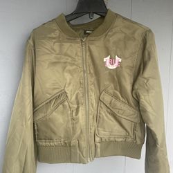 true religion TIGER CROP BOMBER womens large. 