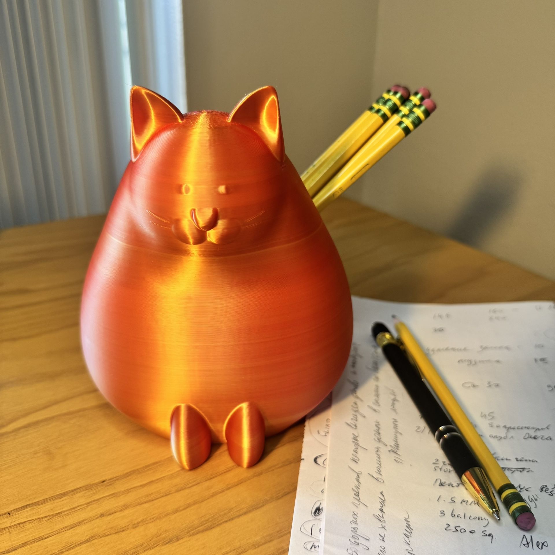 3D Printed Cat Pen Holder β Cute Desk Organizer