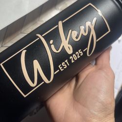 Customized - Wifey/Hubby With Married Year Double Wall Insulated Water Bottle