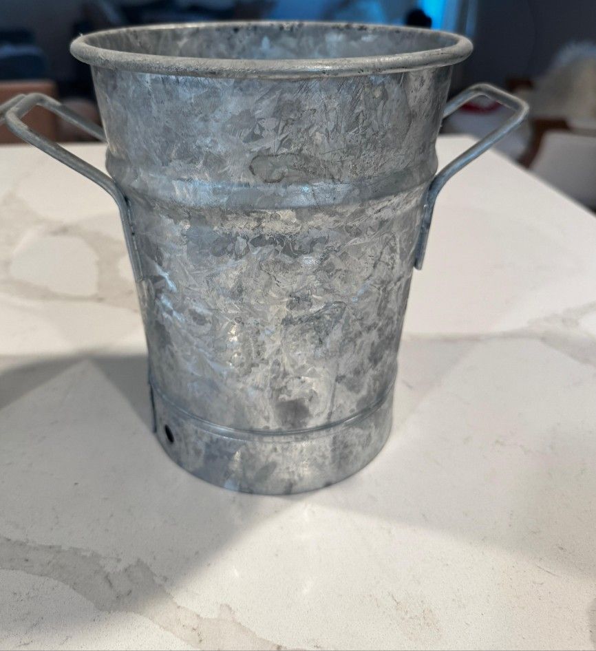 2 Galvanized French Buckets 