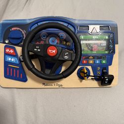 Melissa & Doug Vroom & Zoom, Interactive Wooden Dashboard, Racing Car Steering Wheel Toy, Lights & Sounds, Preschool Learning Toys for Girls & Boys