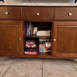 Dark Oak Marble Top Tv Stand 