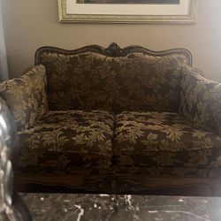Dark Brown And Green Couches And Chair