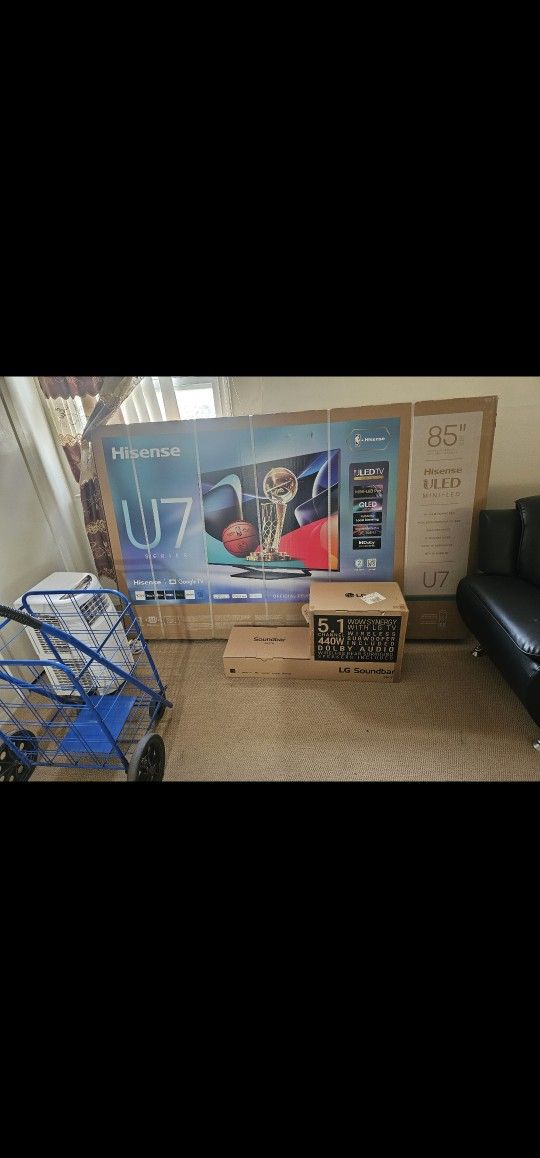 Hisense 85 Inch TV U7 Series Plus LG Surround Sound System