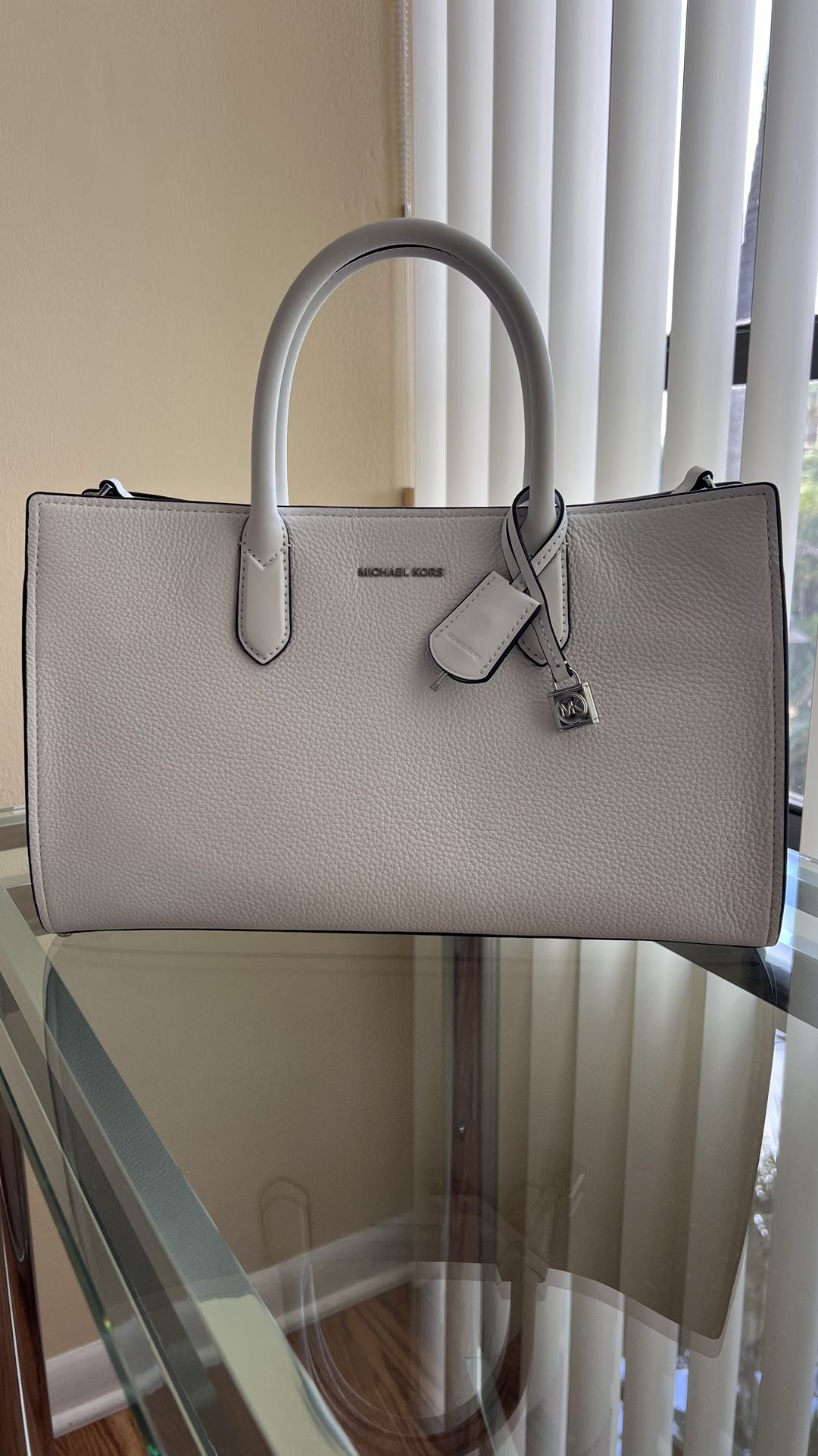 Michael Kors MICHAEL Scarlett Medium East West Leather Satchel White