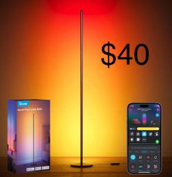 Govee RGBIC Floor Lamp Basic, 1000lm LED Corner Lamp Compatible with SmartThings, Alexa, and Matter, Modern Floor Lamp with Music Sync and 16 Million 