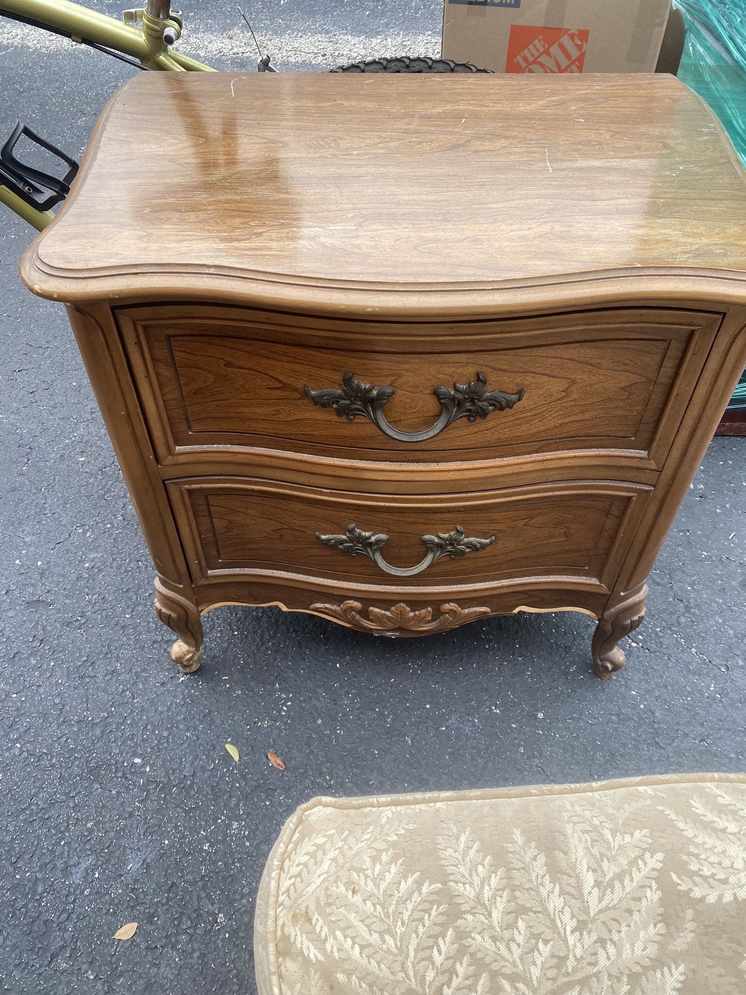Vintage Dixie French Provincial Nightstand – 2-Drawer Solid Wood