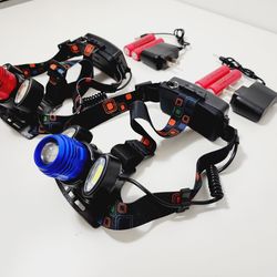 2pcs Super Bright LED Headlamp T6 COB LED Headlight 4 Modes Zoomable Torch Flashlight