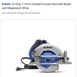 Kobalt 15 Amp Circular Saw
