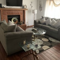 Grey Couch Set An Table  Pillows Everything  800