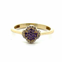 Woman’s Ladies 10k Yellow Gold Pink CZ Cubic Zirconia Clover Ring Size 7.5 GP3135073