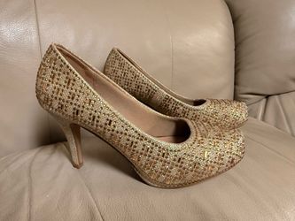 Gold Rhinestone Platform Heels