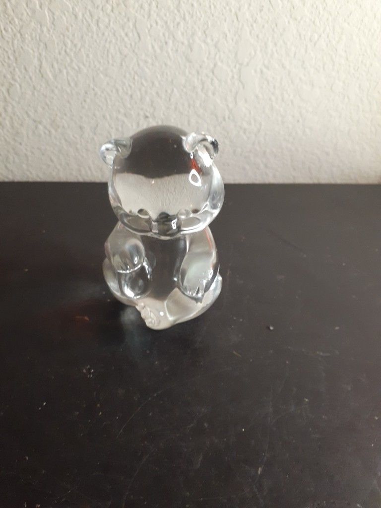 GORGEOUS FENTON Clear Art Glass 4" Teddy Bear Paperweight.