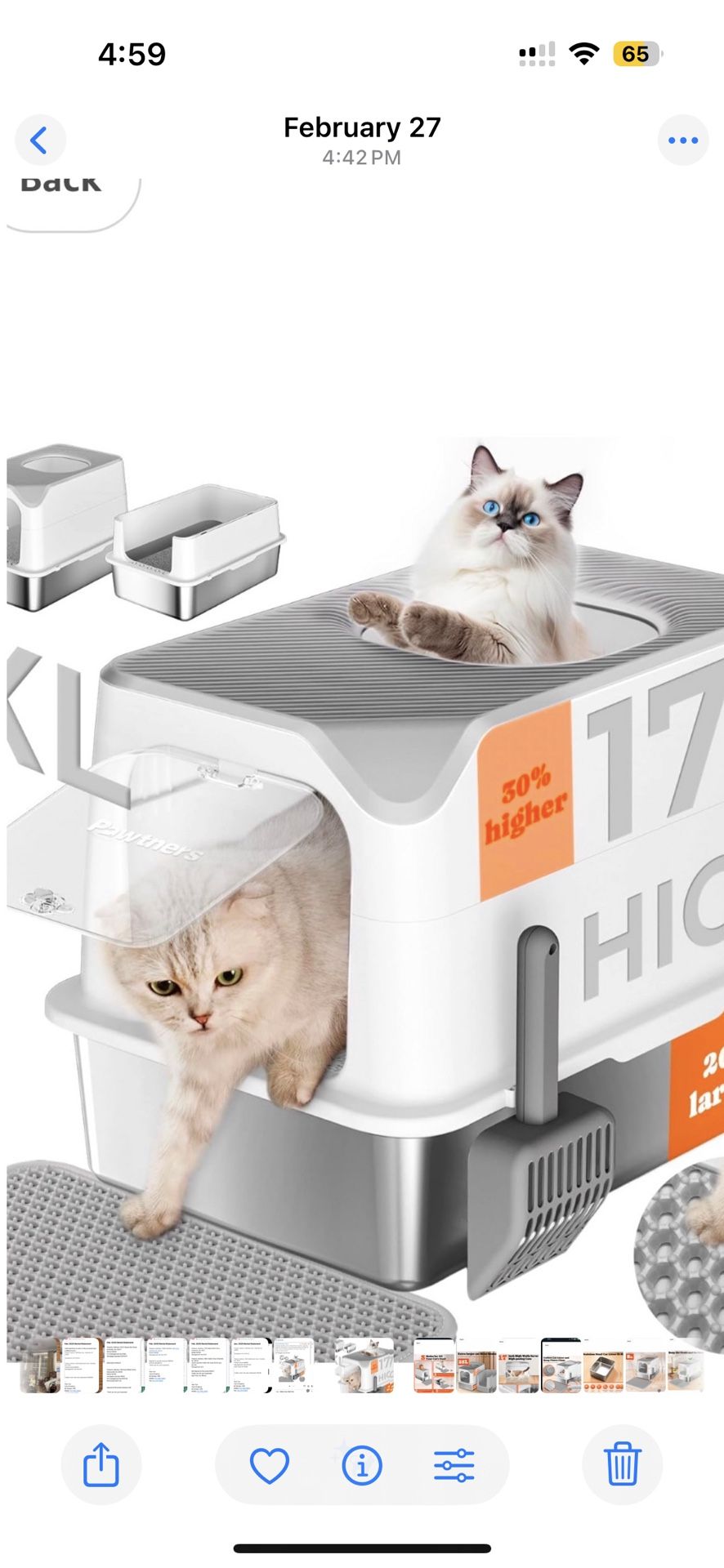 Brand new Litter Pan, Front Entry Top Exit Enclosed Metal Cat Toilet for Odor Control with Removable