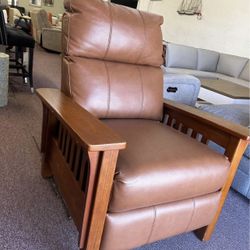 Furniture- 100% Leather pushback Recliner- Harrison
