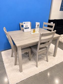 5-Piece Gray Dining Table Set with Chairs- Kitchen Table and Chairs