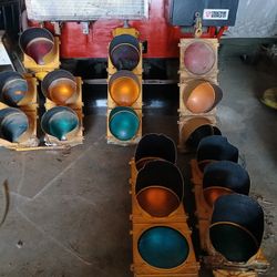Vintage Traffic Signal Lights W/visors 