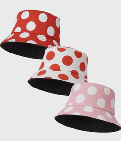 3 Pcs Mushroom Bucket Reversible Polka Dot Summer Beach Sun Hats