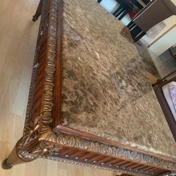 Granite and Wood Coffee Table