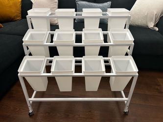 12 Bucket white flower cart