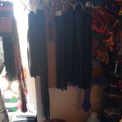 Black Leather Fringed Key Rings All Sizes