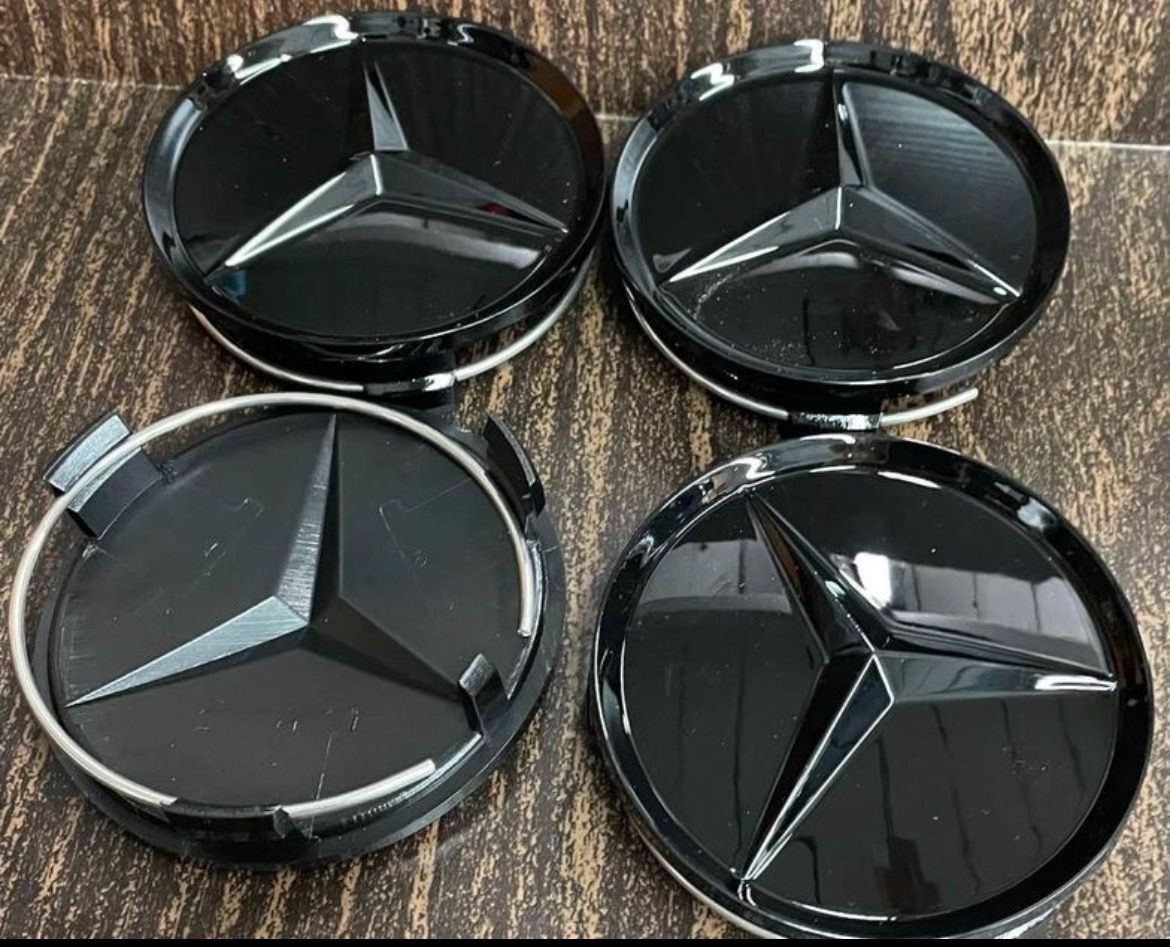 Mercedes Benz 75mm Wheel Center Caps X4