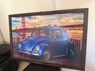 VW Beetle Canvas style framed painting