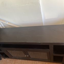black wood media console / TV stand