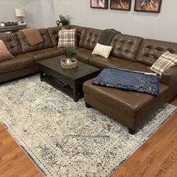 Baskove 4-Piece Leather Sectional with Chaise