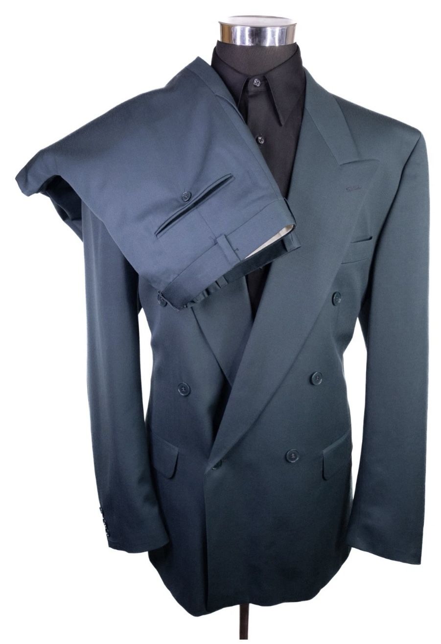 Franco Tassi 2-Pcs Navy Suit Double Breasted  Jacket Blazer Solid Sz 46 R
