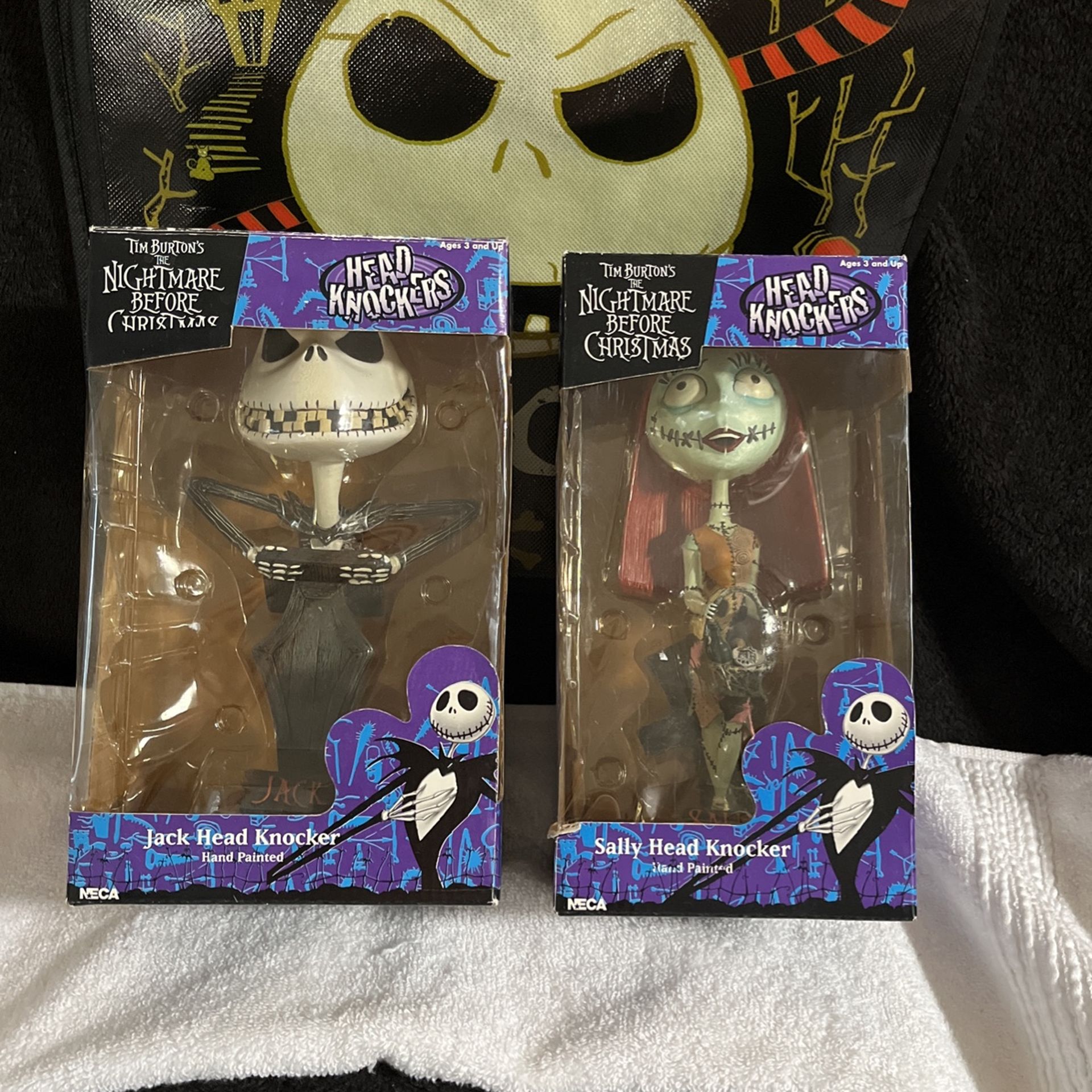 Nightmare Before Christmas Jack & Sally 9”’Hand Painted Head Knocker “RARE”