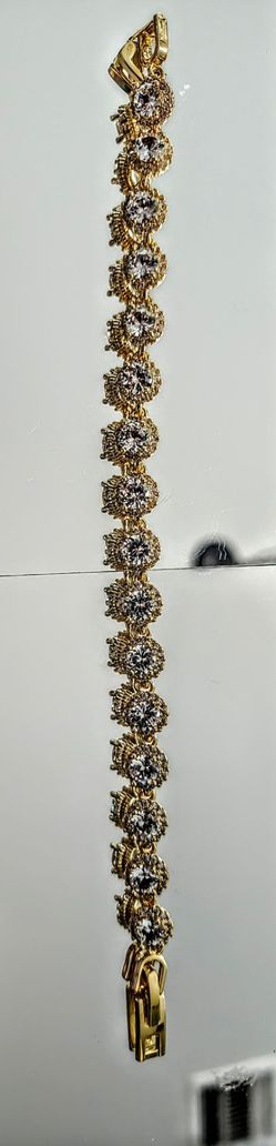 Gold-Tone Crystal Tennis Bracelet