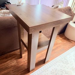 Small Bar Table, 39.3" High Top Pub Table, 2-Tier Square