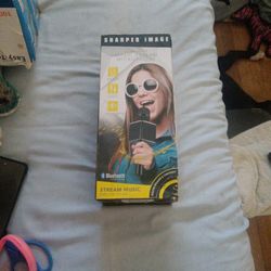 Sharper Image Bluetooth Music Stream Karaoke Microphone Mic Wireless NIB, Black