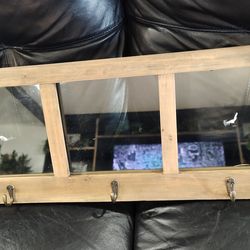 Vintage Window Panel/Picture Frame Wood Coat Rack