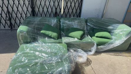 110-inch L-shaped modular sectional sofa, green