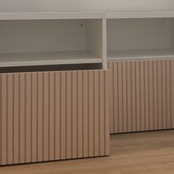 Modern White & Light Wood Nightstand Set (Set of 2)