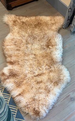 Sheepskin Fur Rug Natural Brown White