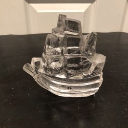 Awesome Swedish Uno Westership Glass Crystal Viking Ship Sculpture!