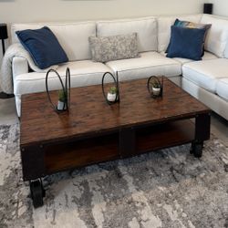 Pinebrook Industrial Coffee Table on Wheels