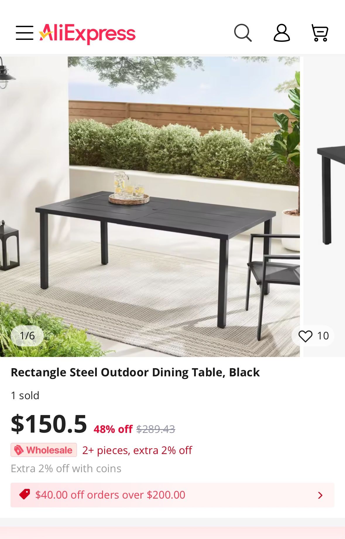 Outdoor dining table