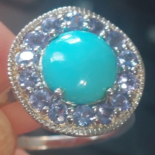 "Wave" Design Sleeping Beauty Turquoise Ring Size 8