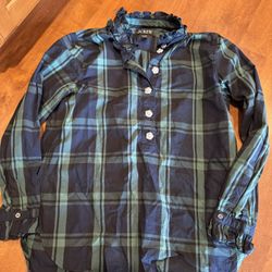 Woman’s J Crew Christmas Plaid Shirt Shipping Available 