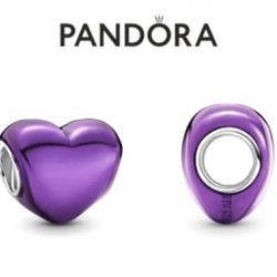 PANDORA Metalic Purple Heart Charm.