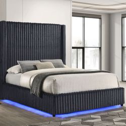 New King Size Bed With LED Lights And Bluetooth Speaker And Free Delivery 